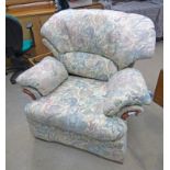 G-PLAN WINGBACK ARMCHAIR WITH FLORAL PATTERN