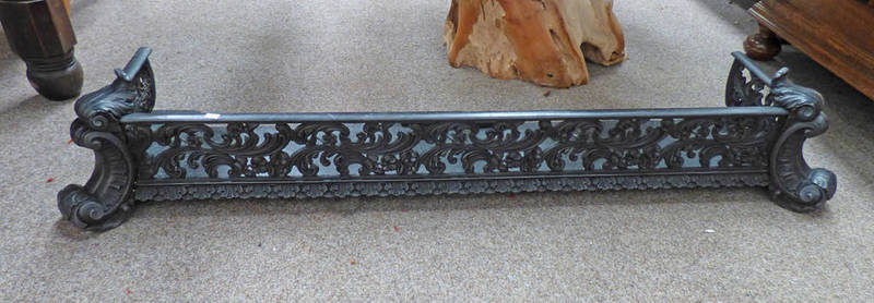 CAST IRON FIRE GUARD WITH PIERCED DECORATION,