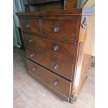 19TH CENTURY MAHOGANY CHEST OF 2 SHORT OVER 3 LONG DRAWERS 118 CM TALL X 110 CM WIDE