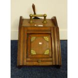 OAK COAL SCUTTLE WITH BRASS FIXTURES