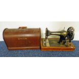 OAK CASED SINGER SEWING MACHINE, NO. 0.