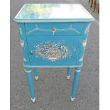 20TH CENTURY PAINTED BEDSIDE CABINET WITH CLASSICAL SCENE DECORATION 82 CM TALL