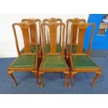 SET OF 6 ARTS & CRAFTS STYLE OAK CHAIRS ON SHAPED SUPPORTS