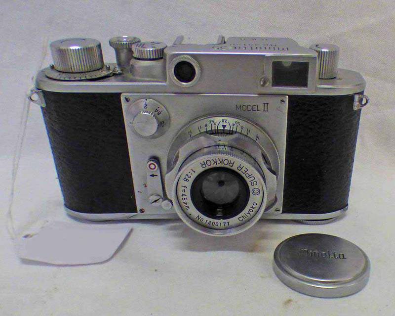 MINOLTA-35 MODEL II CAMERA WITH CHIYOKO SUPER ROKKOR F/2.8 45MM LENS. SERIAL NO.