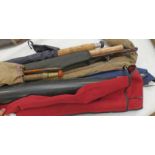 SELECTION OF FISHING RODS TO INCLUDE 3 PIECE JW MARTIN & SON,