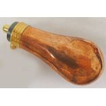 COPPER AND BRASS PISTOL POWDER FLASK,