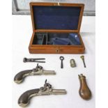 CASED PAIR OF 150 BORE PERCUSSION BOX LOCK POCKET PISTOLS SIGNED SMITH LONDON, 3.