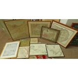 SELECTION OF VARIOUS FRAMED MAPS ETC TO INCLUDE A MAP OF SCOTLAND, MAP OF EDINBURGH,