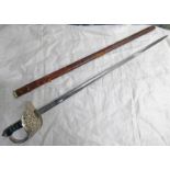 GEORGE V 1897 PATTERN INDIAN ARMY OFFICERS SWORD WITH 82CM LONG BLADE ETCHED WITH ROYAL COAT OF