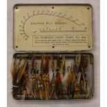 WHEATLEY KILROY PATENT FLY BOX WITH CONTENTS OF SALMON FLIES