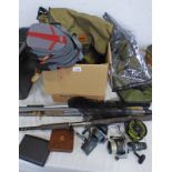 FLY FISHING RELATED ITEMS TO INCLUDE DAIWA FISHING BAG, RON THOMPSON REEL,