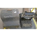 THE SMITH PREMIER TYPEWRITER WITH METAL COVER / CASE