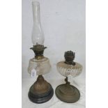 TWO BRASS AND GLASS PARAFFIN LAMPS -2-
