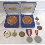 TWO 1986 COMMONWEALTH GAMES COMMEMORATIVE MEDAL IN CASE, NO 123 SQUADRON 1951 - 52 MEDALLION,