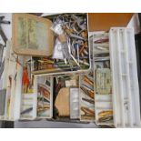 A GOOD AND VAST SELECTION OF VARIOUS LURES ETC IN A FISHING BOX