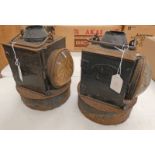 TWO RAILWAY SIGNALLING LANTERNS, ONE MARKED "NBR" THE LAMP MANUFACTURING CO, GLEN CORSE,