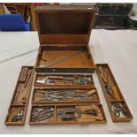 WOOD WORKING TOOL CHEST WITH CONTENTS OF VARIOUS TOOLS TO INCLUDE MOONE & WRIGHT GAUGES,