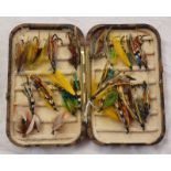 HARDY BROS NERODA FLY BOX WITH CONTENTS OF SALMON FLIES