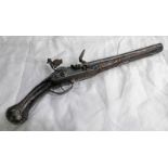 LATE 17TH CENTURY FLINTLOCK HOLSTER PISTOL, ENGRAVED WITH LONDON ON THE LOCK PLATE,