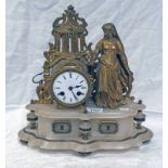 LATE 19TH CENTURY GILT METAL AND HARDSTONE MANTLE CLOCK WITH BREVETS WORKS,