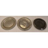 3 PEWTER DISHES,