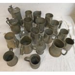 GOOD SELECTION OF VARIOUS PEWTER TO INCLUDE A LIDDED TANKARD MARKED QUEENS COLLEGE 1865,