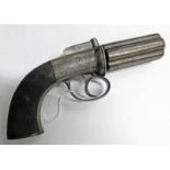 19TH CENTURY 6-SHOT PEPPERBOX REVOLVER, 8CM CYLINDER WITH BIRMINGHAM PROOF MARKS,