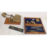 POSTAL SCALES, BRASS CASED POCKET COMPASS,