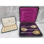 CASED SET OF 6 SILVER TOOTHPICKS WITH PHEASANT FINIALS RETAILED BY ASPREYS,