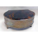SILVER TORTOISESHELL LIDDED JEWELLERY BOX WITH FITTED INTERIOR,