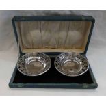PAIR OF INDIAN SILVER BON BON DISHES WITH PIERCED BORDER BY WARNER BROTHERS DELHI CIRCA 1920 - 190