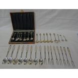8 TEASPOONS & PICKLE FORKS MARKED 830S 180G, 2 SILVER SPOONS, SILVER PICKLE FORK,
