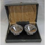 PAIR OF INDIAN SILVER COMPORTS WITH PIERCED DECORATION BY WARNER BROTHERS, DELHI,