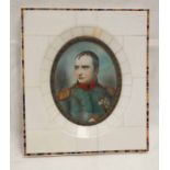 IVORINE FRAMED PORTRAIT MINIATURE OF NAPOLEON BUONAPARTE - 10 X 6.