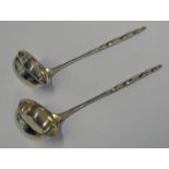 PAIR GEORGE III SCOTTISH SILVER TODDY LADLES WITH TWIST STEMS BY W & P CUNNINGHAM CIRCA 1810 - 74 G