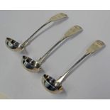 SET OF 3 WILLIAM IV SCOTTISH SILVER TODY LADLES, BY JOHN MURRAY JR,