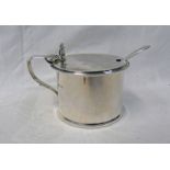 SILVER DRUM MUSTARD WITH BLUE GLASS LINER,