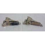 SILVER CIGAR CUTTER BIRMINGHAM 1931 & 1 OTHER WITH HORN DECORATION