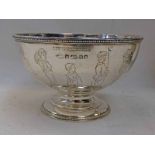 VICTORIAN SILVER NUT BOWL DECORATED WITH CHILDREN INSCRIBED "OF A NUTTING" BY HENRY AITKEN,