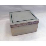 SILVER MOUNTED ONYX AND MALACHITE BOX WITH FITTED INTERIOR,