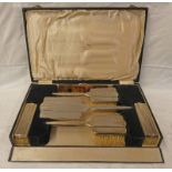 ART DECO 6 PIECE SILVER DRESSING TABLE SET BY WALKER & HALL,