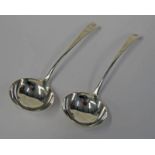 PAIR GEORGE III SILVER TODDY LADLES BY GEORGE SMITH,