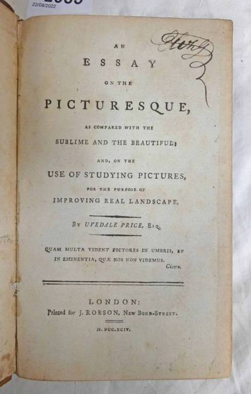 AN ESSAY ON THE PICTURESQUE AS COMPANED WITH THE SUBLIME AND BEAUTIFUL BY UVEDALE PRICE,