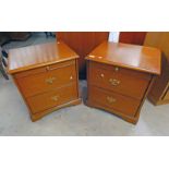 PAIR STAG BEDSIDE CHESTS WITH SLIDE OVER 2 DRAWERS