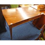19TH CENTURY INLAID MAHOGANY CENTRE TABLE ON SQUARE SUPPORTS,