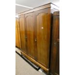 MAHOGANY 3 DOOR GENTLEMAN'S WARDROBE ON BALL & CLAW SUPPORTS