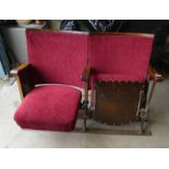 2 FOLDING CINEMA SEATS WITH CAST IRON SUPPORTS