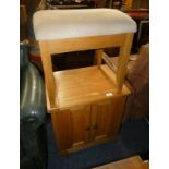 OAK 2 DOOR MEDIA CABINET & OAK STOOL