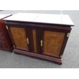 EASTERN HARDWOOD CABINET WITH FLIP PANELS IN TOP OVER 2 PANEL DOORS 85CM TALL X 107 CM WIDE