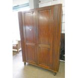 19TH CENTURY MAHOGANY 2 DOOR WARDROBE WITH PANEL DOOR IN EACH SIDE 200 CM TALL X 125 CM WIDE